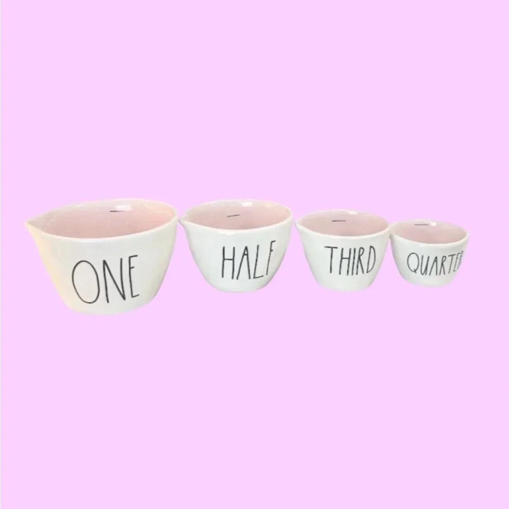 NEW PINK interior Rae Dunn adorable ceramic stacking Measuring Cups - HTF